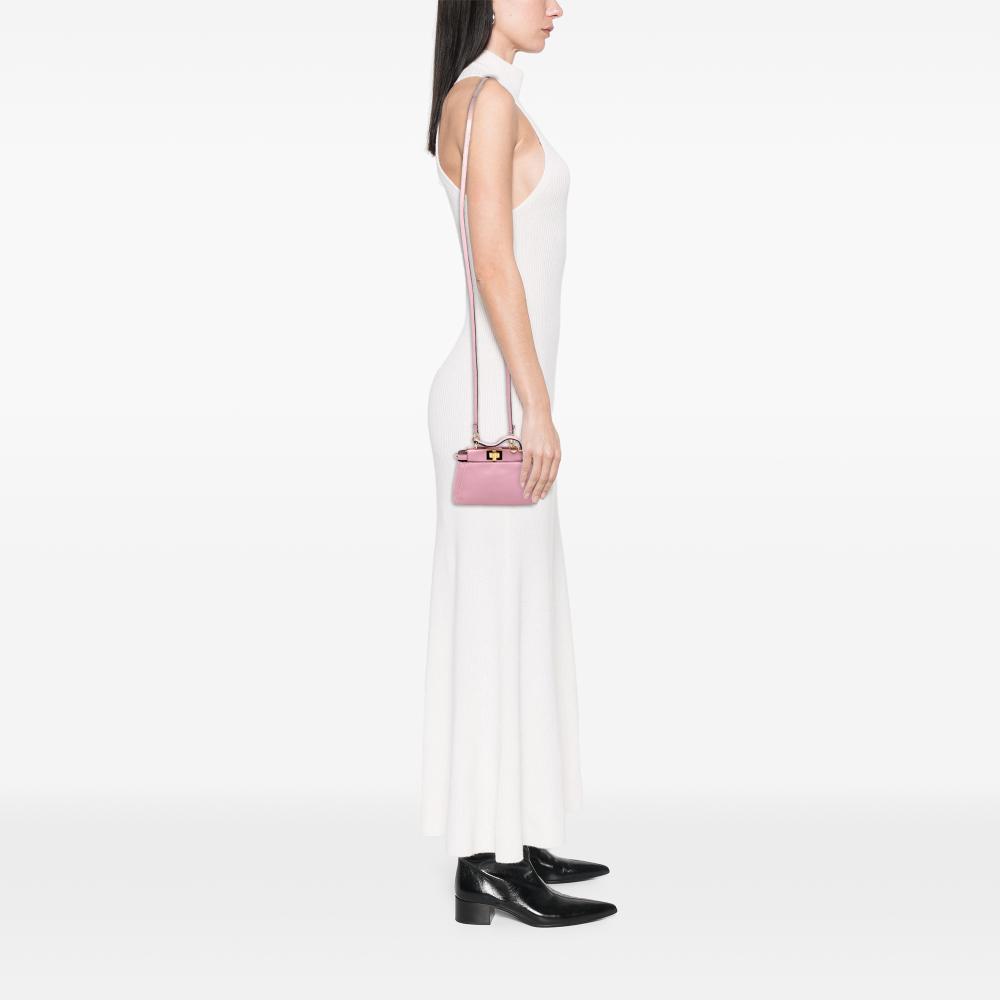 Fendi B Fendi Pink Calf Leather Micro Peekaboo Satchel Italy