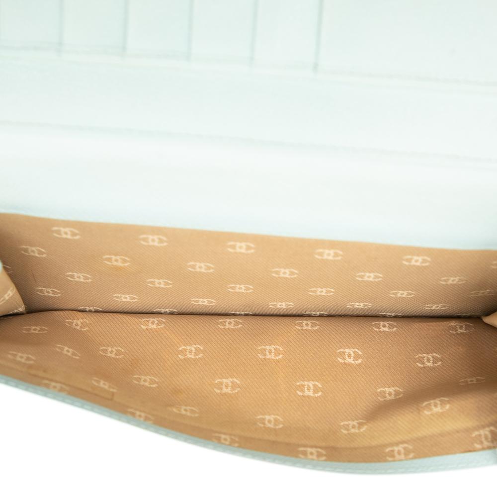 Chanel B Chanel Blue Light Blue Calf Leather Coco Button Long Wallet Italy