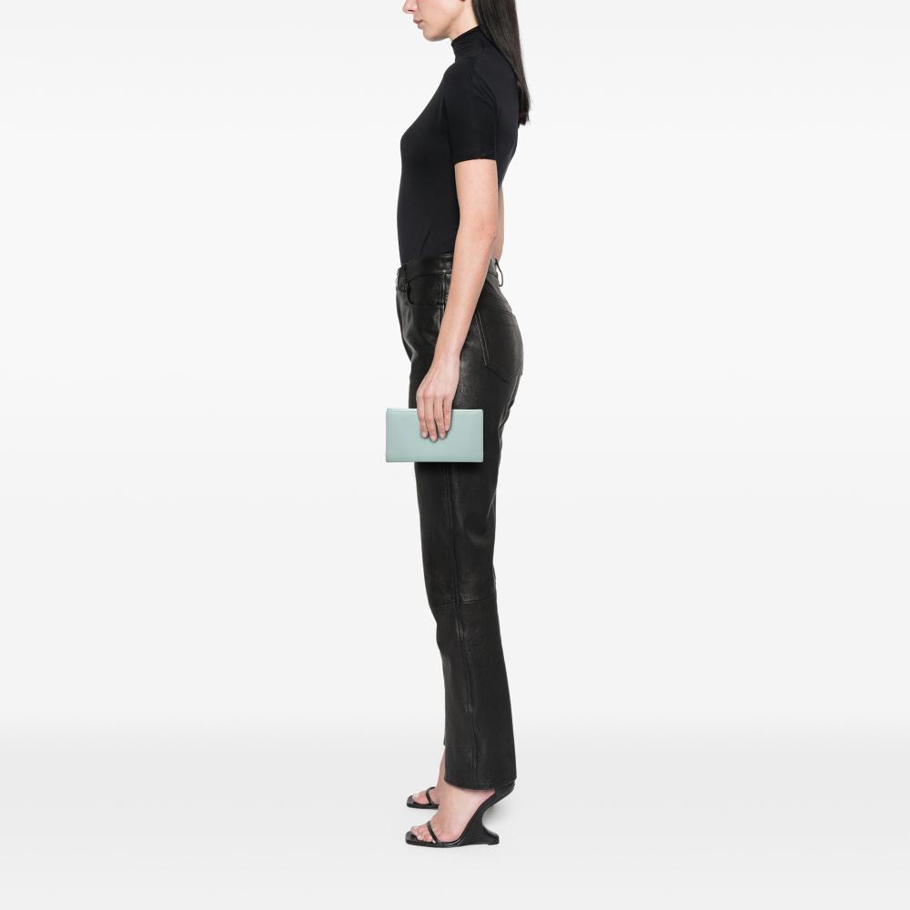 Chanel B Chanel Blue Light Blue Calf Leather Coco Button Long Wallet Italy