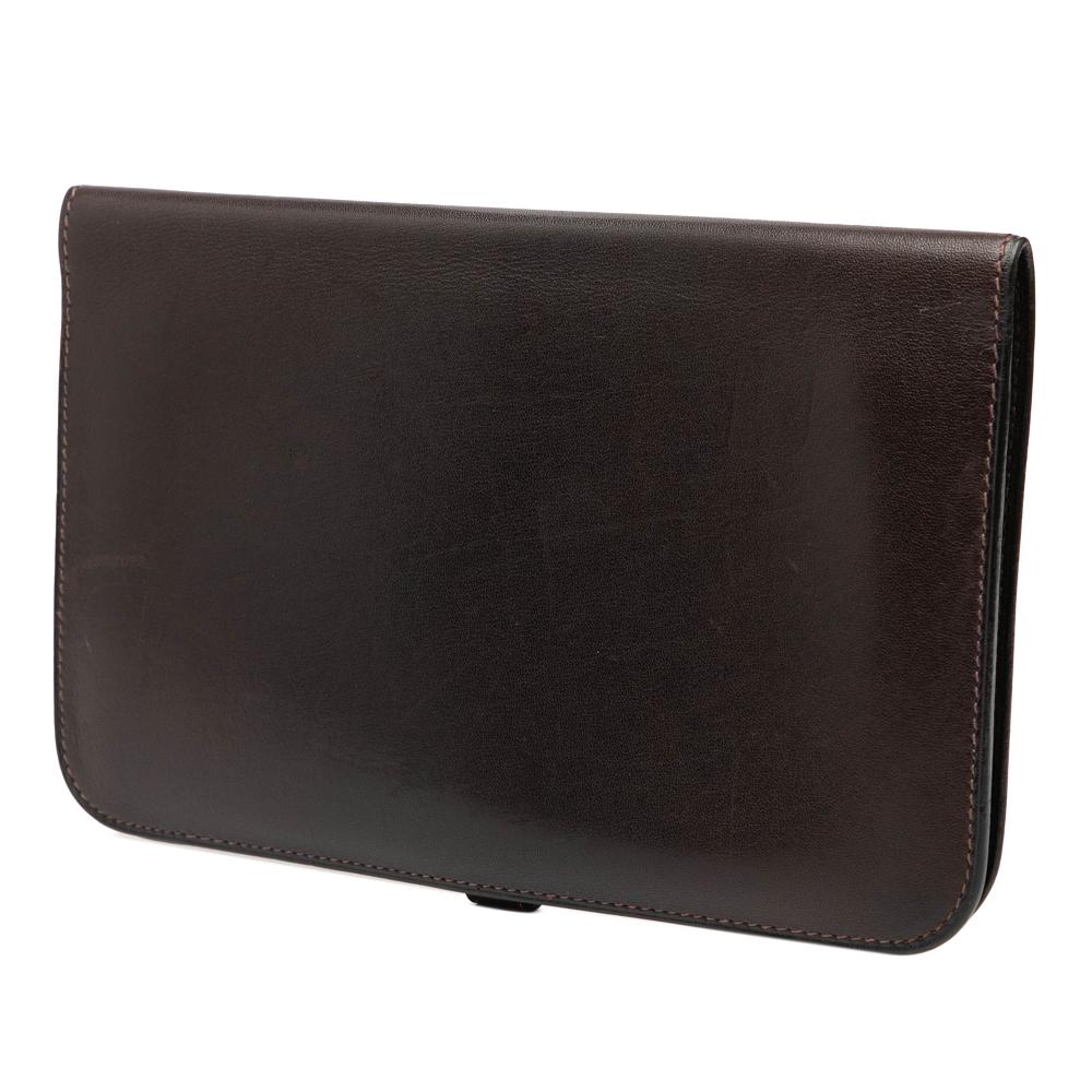 Hermès B Hermès Brown Dark Brown Calf Leather Swift Dogon Duo Wallet GM France