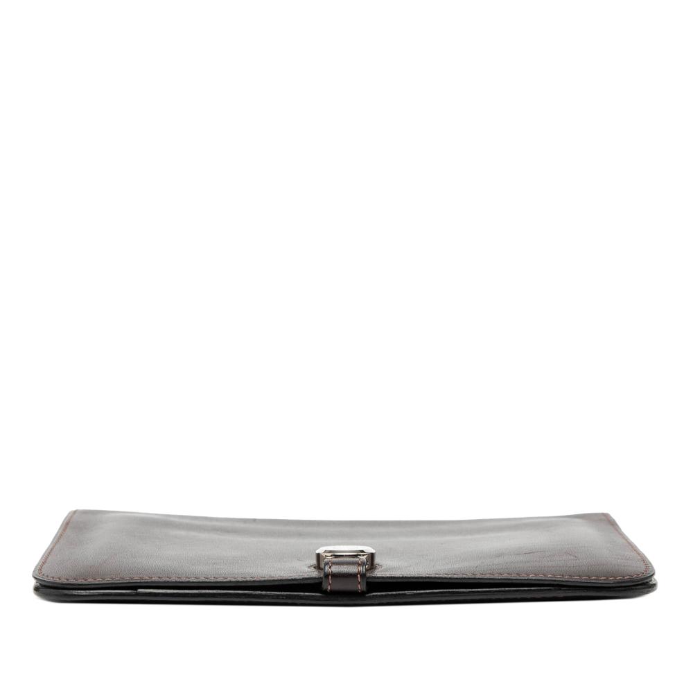 Hermès B Hermès Brown Dark Brown Calf Leather Swift Dogon Duo Wallet GM France