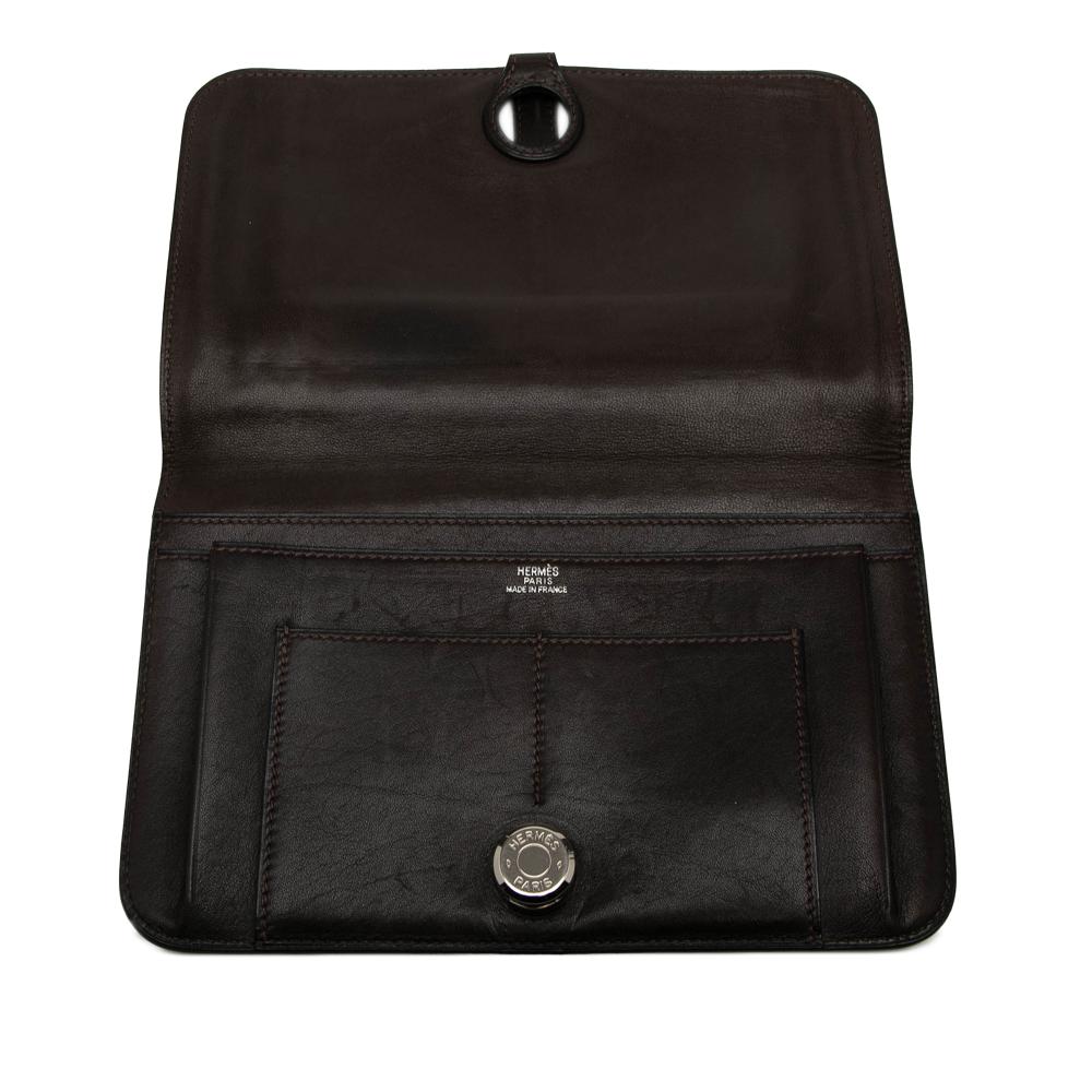 Hermès B Hermès Brown Dark Brown Calf Leather Swift Dogon Duo Wallet GM France