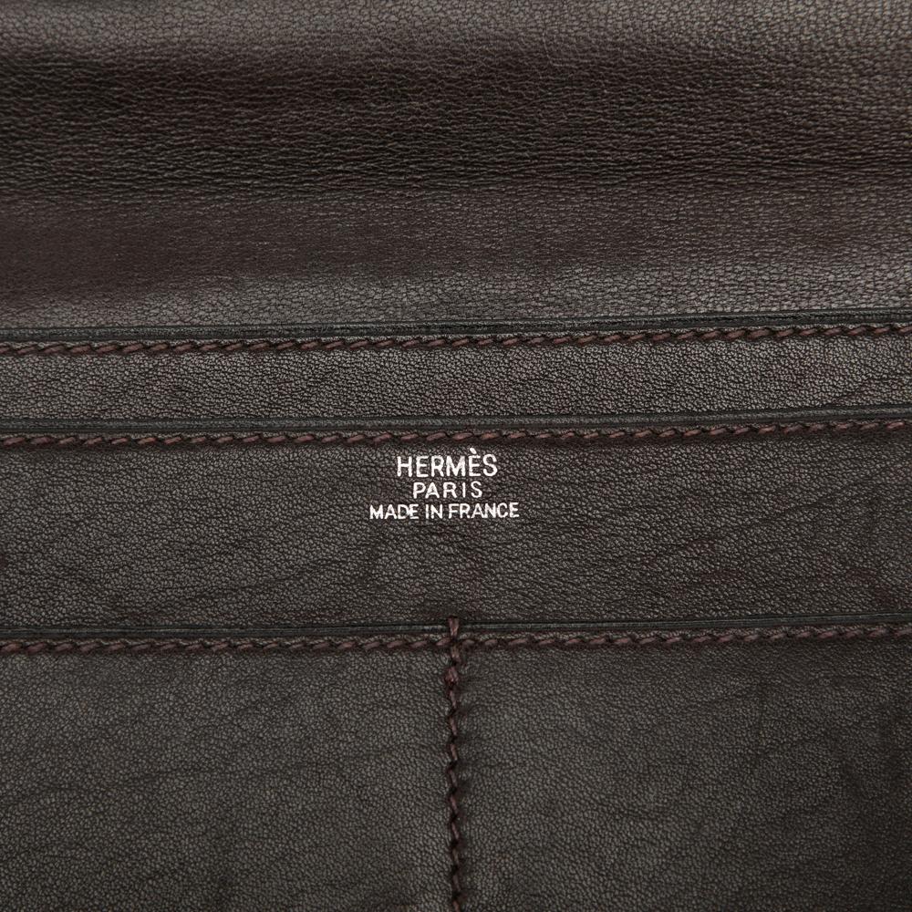 Hermès B Hermès Brown Dark Brown Calf Leather Swift Dogon Duo Wallet GM France