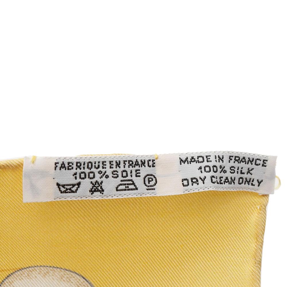 Hermès AB Hermès Yellow Silk Fabric La Musique des Spheres Scarf 90 France