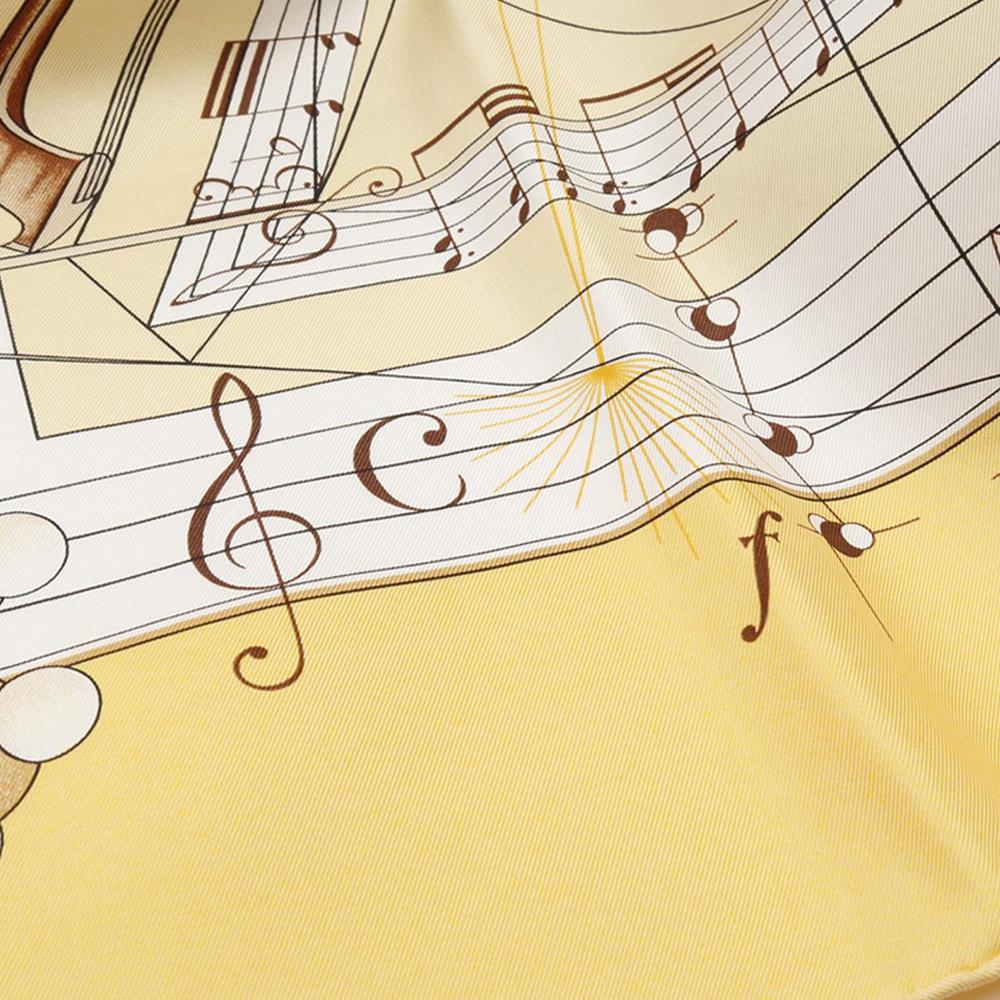 Hermès AB Hermès Yellow Silk Fabric La Musique des Spheres Scarf 90 France