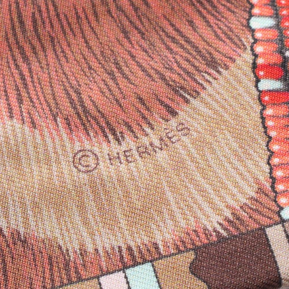 Hermès AB Hermès Brown Light Brown Silk Fabric Beaded Pelages et Camouflage Precieux Twilly Scarf India