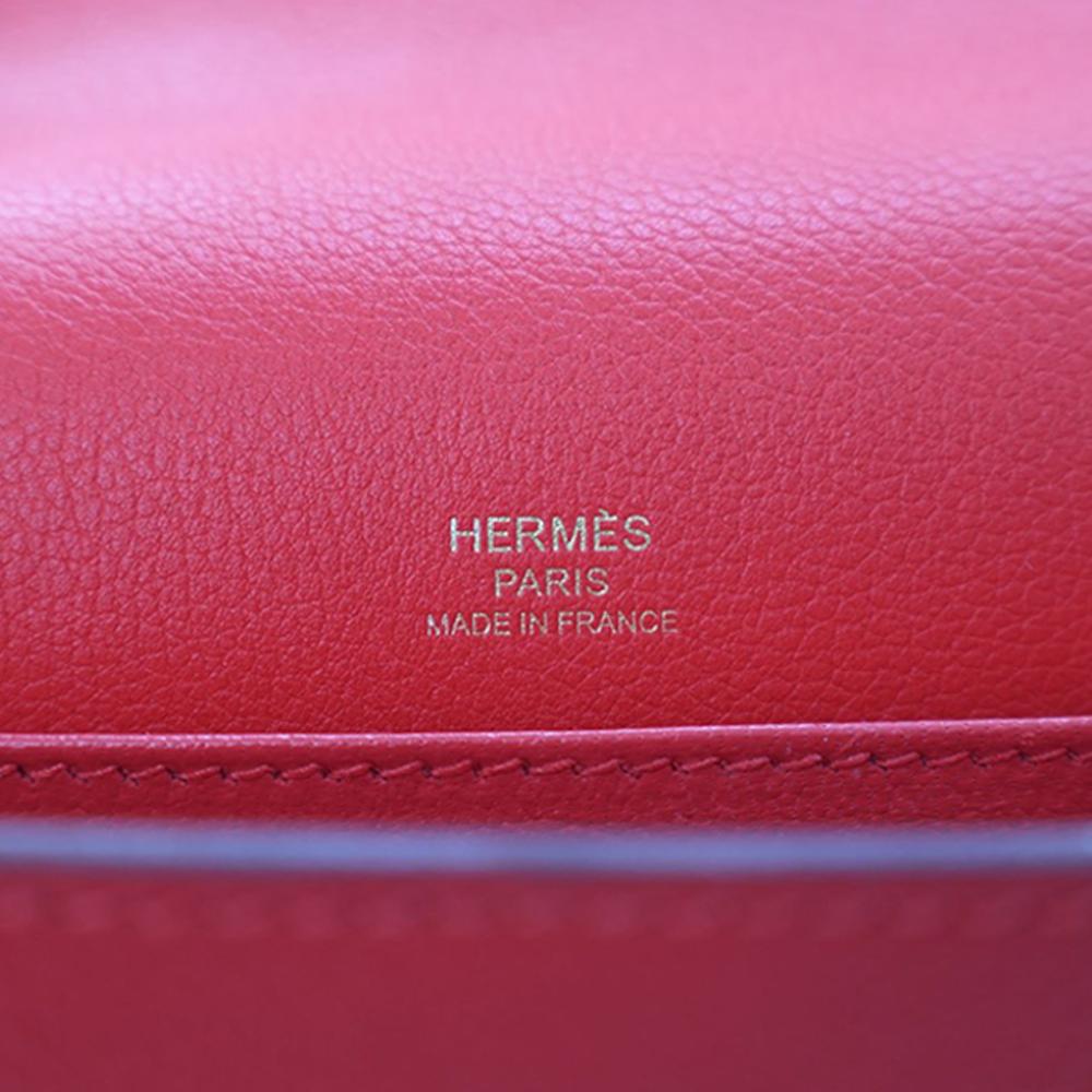 Hermès AB Hermès Red Calf Leather Mini Evercolor Sac Roulis 18 France