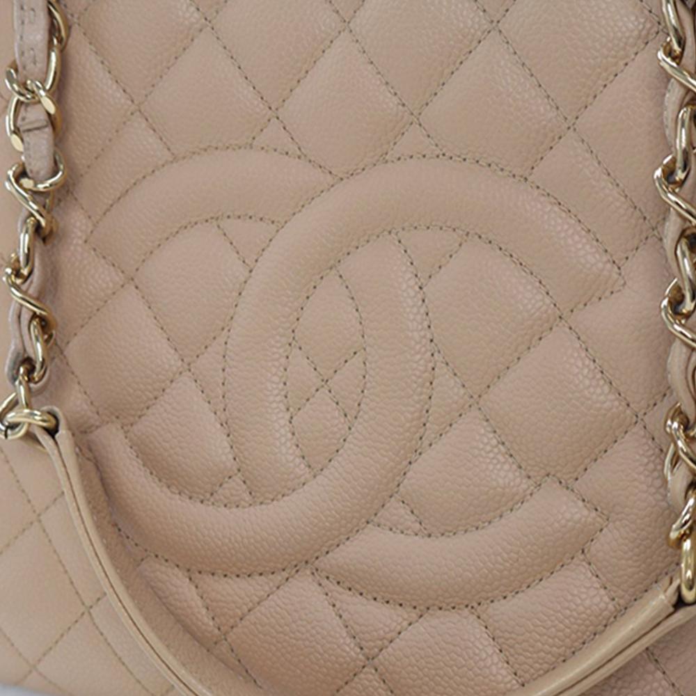 Chanel AB Chanel Brown Beige Caviar Leather Leather Caviar Grand Shopping Tote Italy