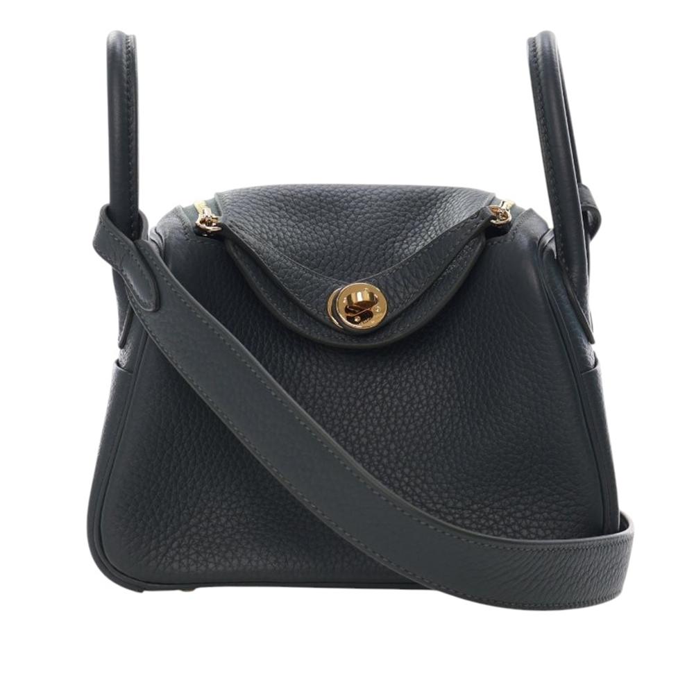 Hermès AB Hermès Green Dark Green Calf Leather Mini Clemence Lindy 20 France