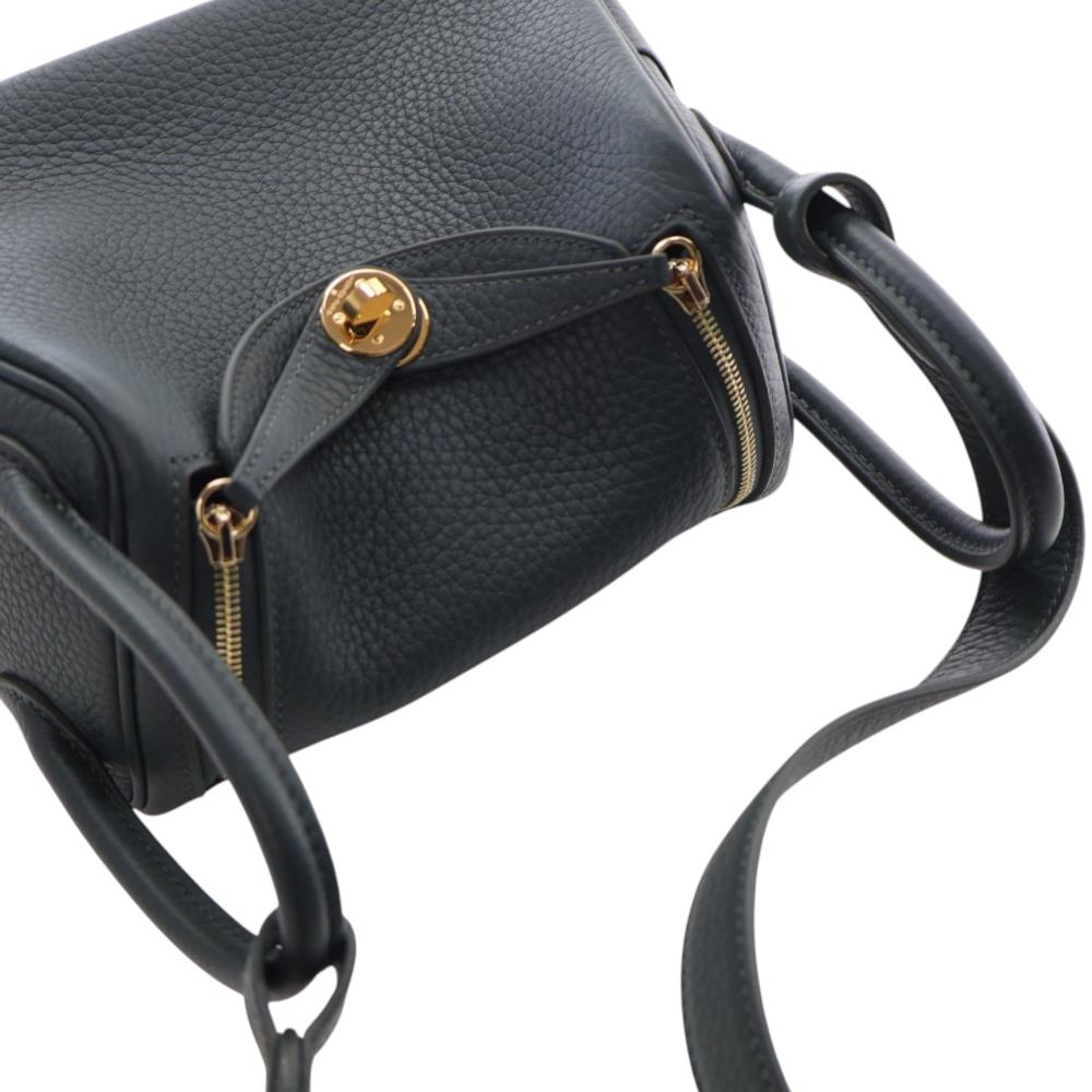 Hermès AB Hermès Green Dark Green Calf Leather Mini Clemence Lindy 20 France