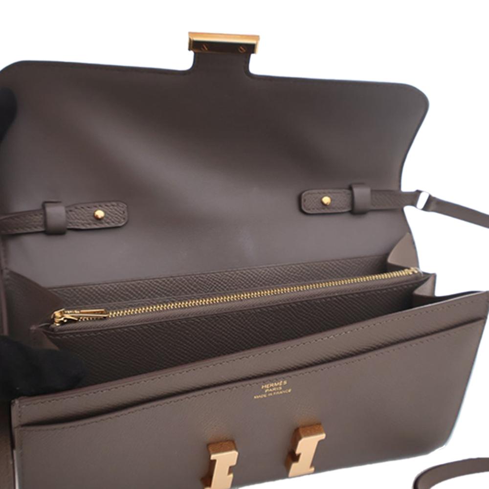Hermès AB Hermès Brown Taupe Calf Leather Epsom Constance Long To Go Wallet France