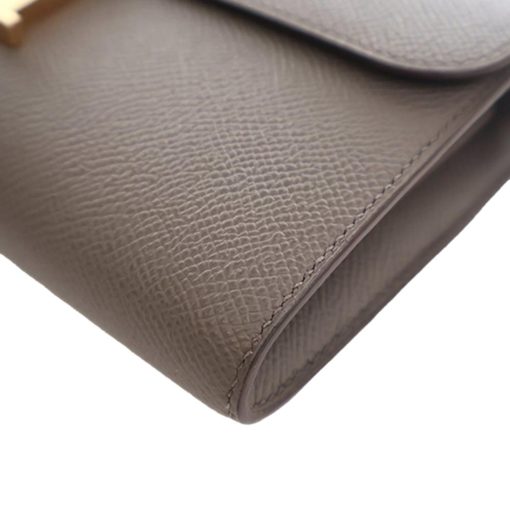 Hermès AB Hermès Brown Taupe Calf Leather Epsom Constance Long To Go Wallet France