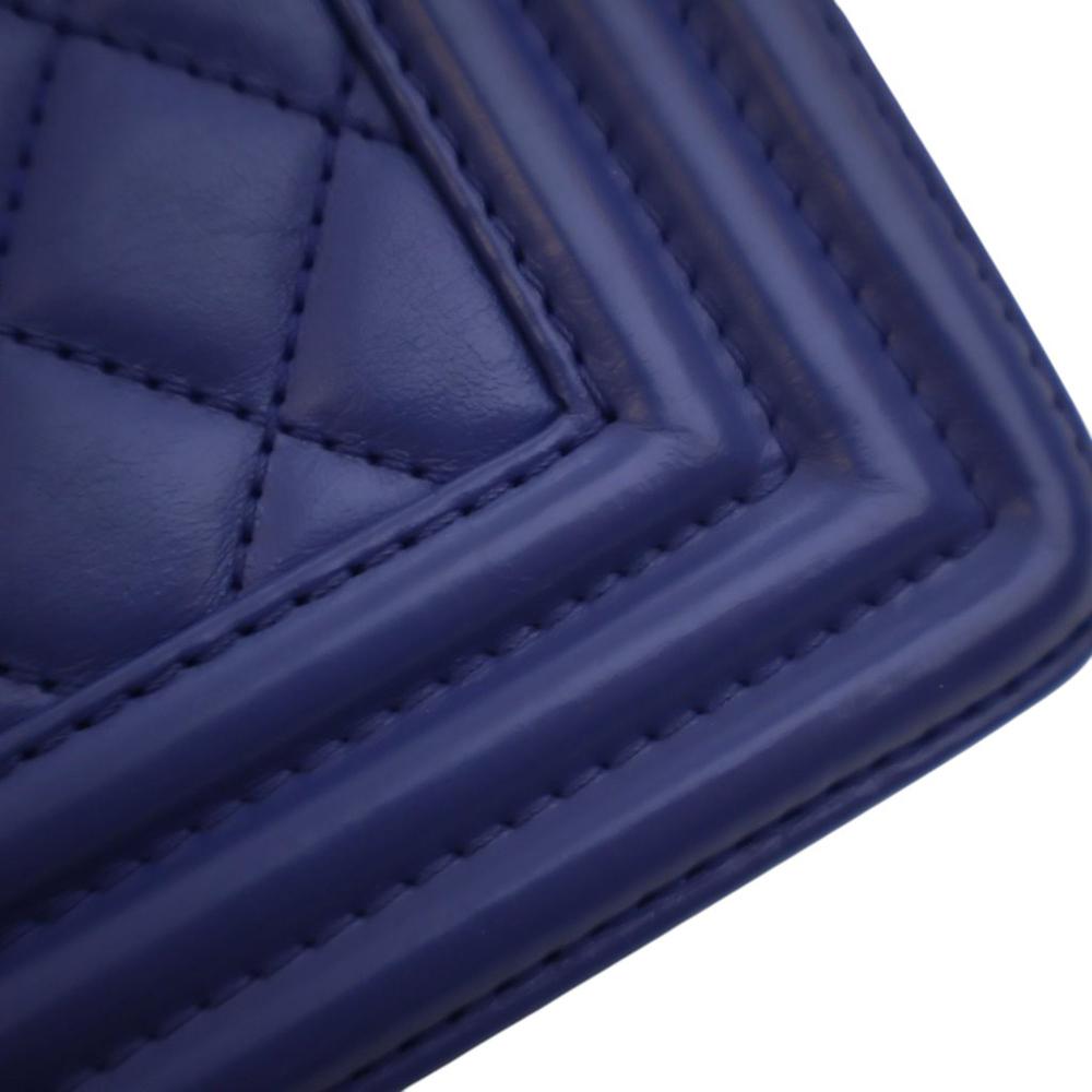 Chanel AB Chanel Blue Lambskin Leather Leather Medium Quilted Lambskin Boy Flap Italy