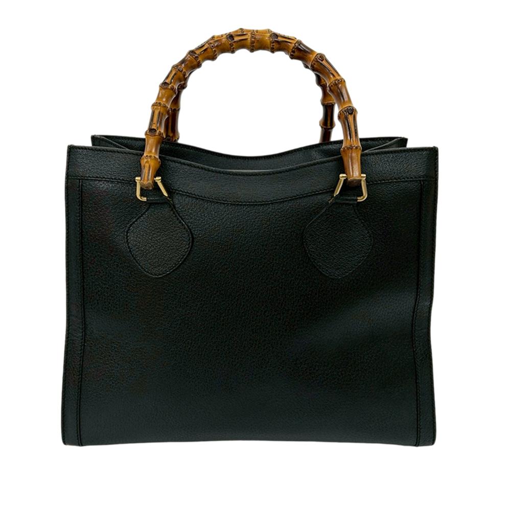 Gucci AB Gucci Black Calf Leather Medium Bamboo Diana Tote Italy