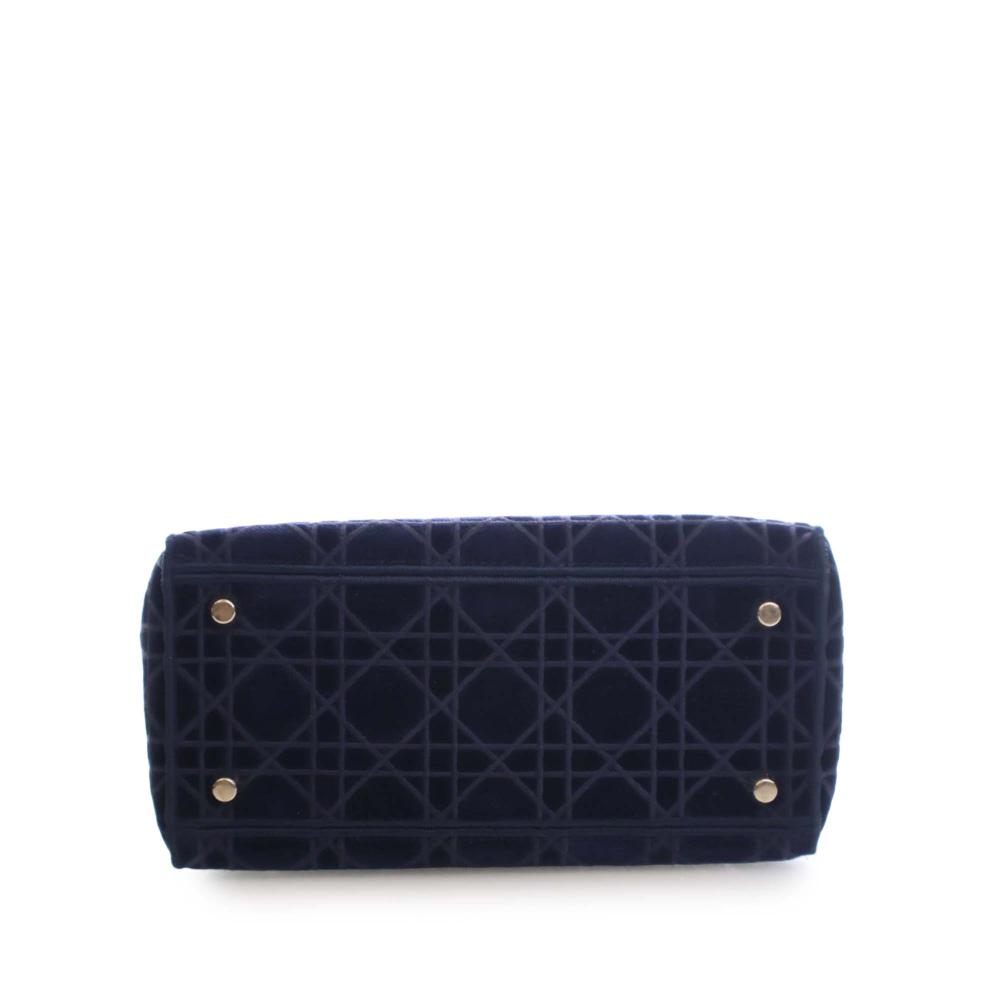 Christian Dior AB Dior Blue Navy Velvet Fabric Medium Cannage Lady D Lite Italy