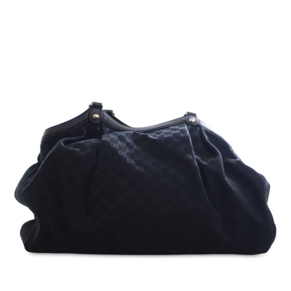 Gucci AB Gucci Black Canvas Fabric Large GG Sukey Tote Italy