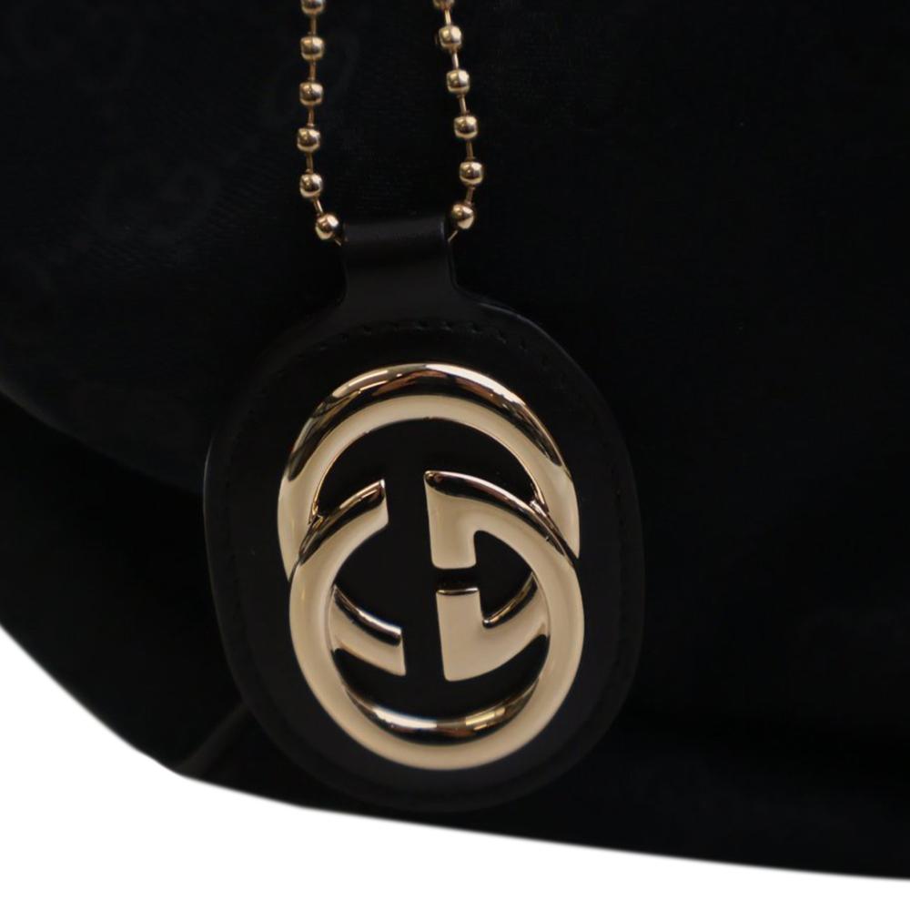 Gucci AB Gucci Black Canvas Fabric Large GG Sukey Tote Italy