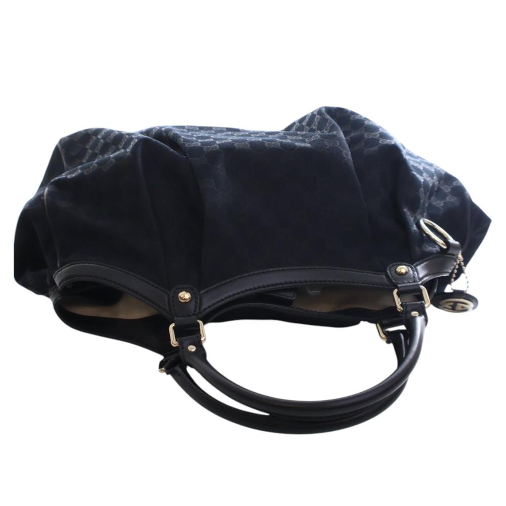 Gucci AB Gucci Black Canvas Fabric Large GG Sukey Tote Italy