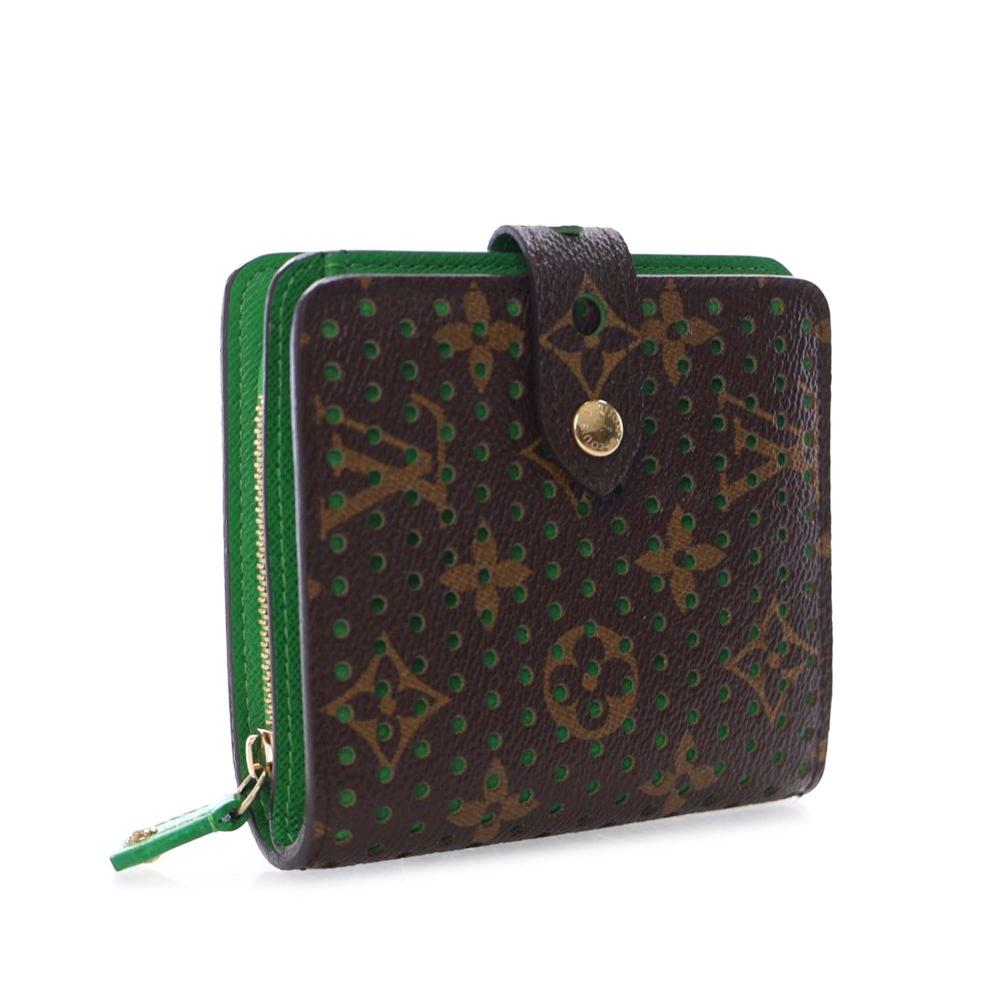 Louis Vuitton AB Louis Vuitton Brown Monogram Canvas Fabric Monogram Perforated Compact Zipped Wallet France