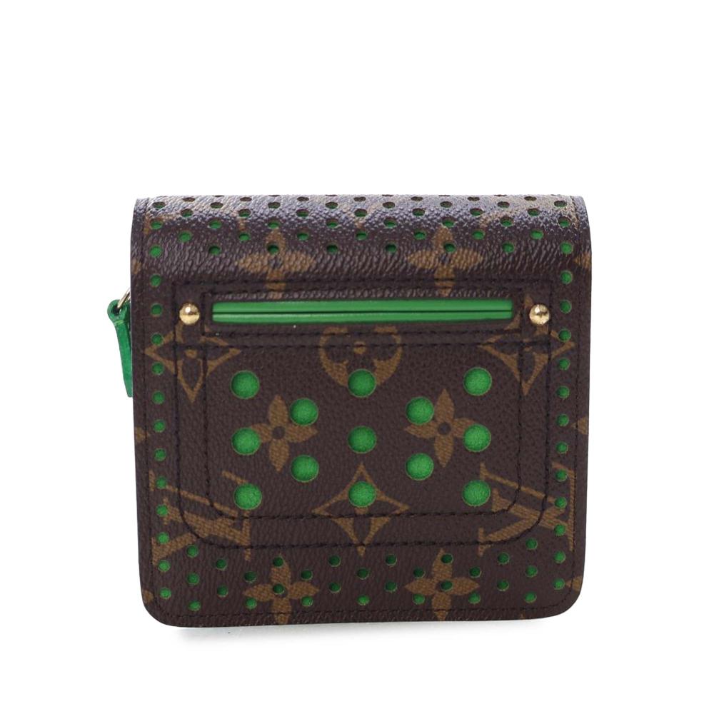 Louis Vuitton AB Louis Vuitton Brown Monogram Canvas Fabric Monogram Perforated Compact Zipped Wallet France