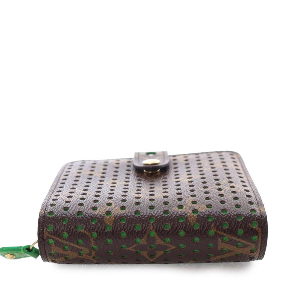 Louis Vuitton AB Louis Vuitton Brown Monogram Canvas Fabric Monogram Perforated Compact Zipped Wallet France