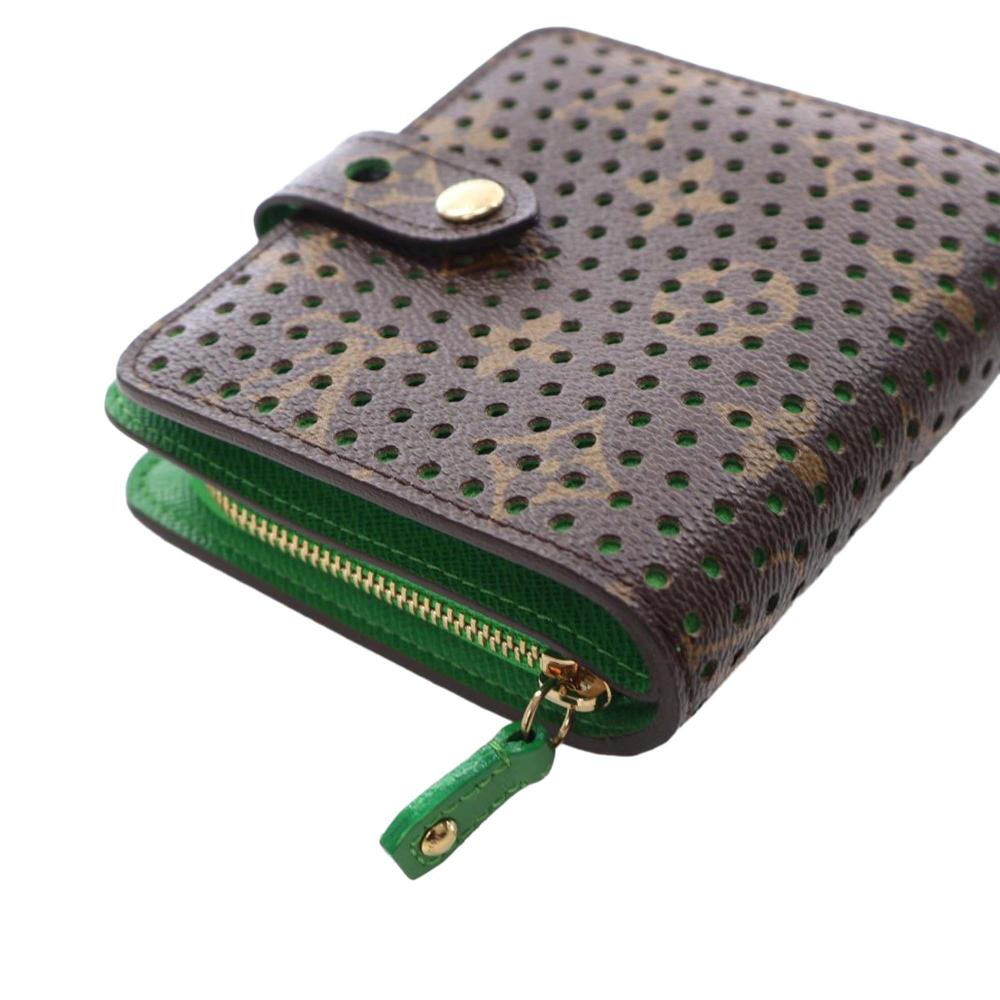 Louis Vuitton AB Louis Vuitton Brown Monogram Canvas Fabric Monogram Perforated Compact Zipped Wallet France