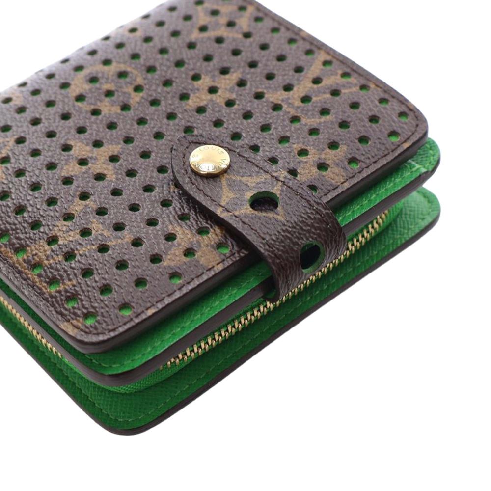 Louis Vuitton AB Louis Vuitton Brown Monogram Canvas Fabric Monogram Perforated Compact Zipped Wallet France