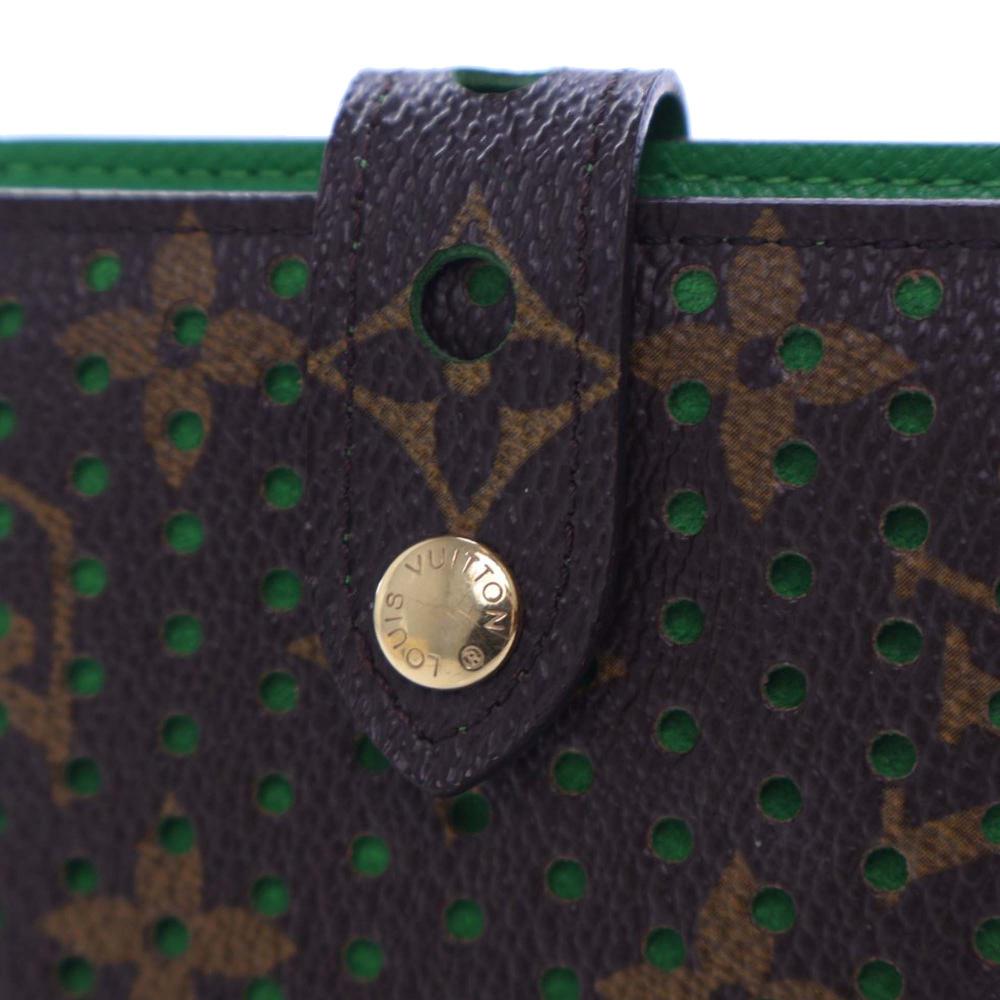 Louis Vuitton AB Louis Vuitton Brown Monogram Canvas Fabric Monogram Perforated Compact Zipped Wallet France