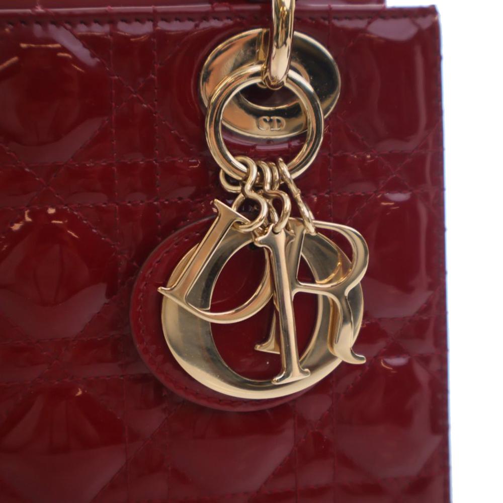 Christian Dior AB Dior Red Dark Red Patent Leather Leather Small Patent Cannage Lady Dior France