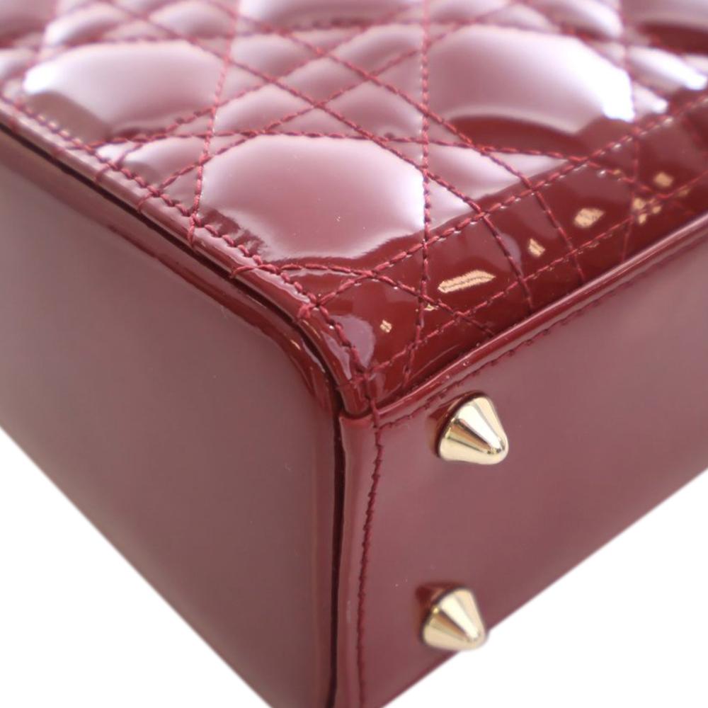 Christian Dior AB Dior Red Dark Red Patent Leather Leather Small Patent Cannage Lady Dior France