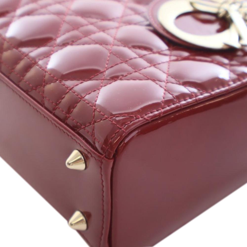 Christian Dior AB Dior Red Dark Red Patent Leather Leather Small Patent Cannage Lady Dior France