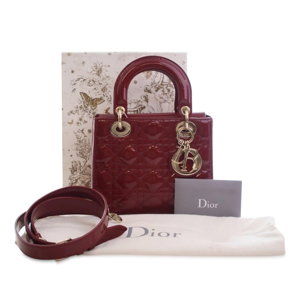 Christian Dior AB Dior Red Dark Red Patent Leather Leather Small Patent Cannage Lady Dior France