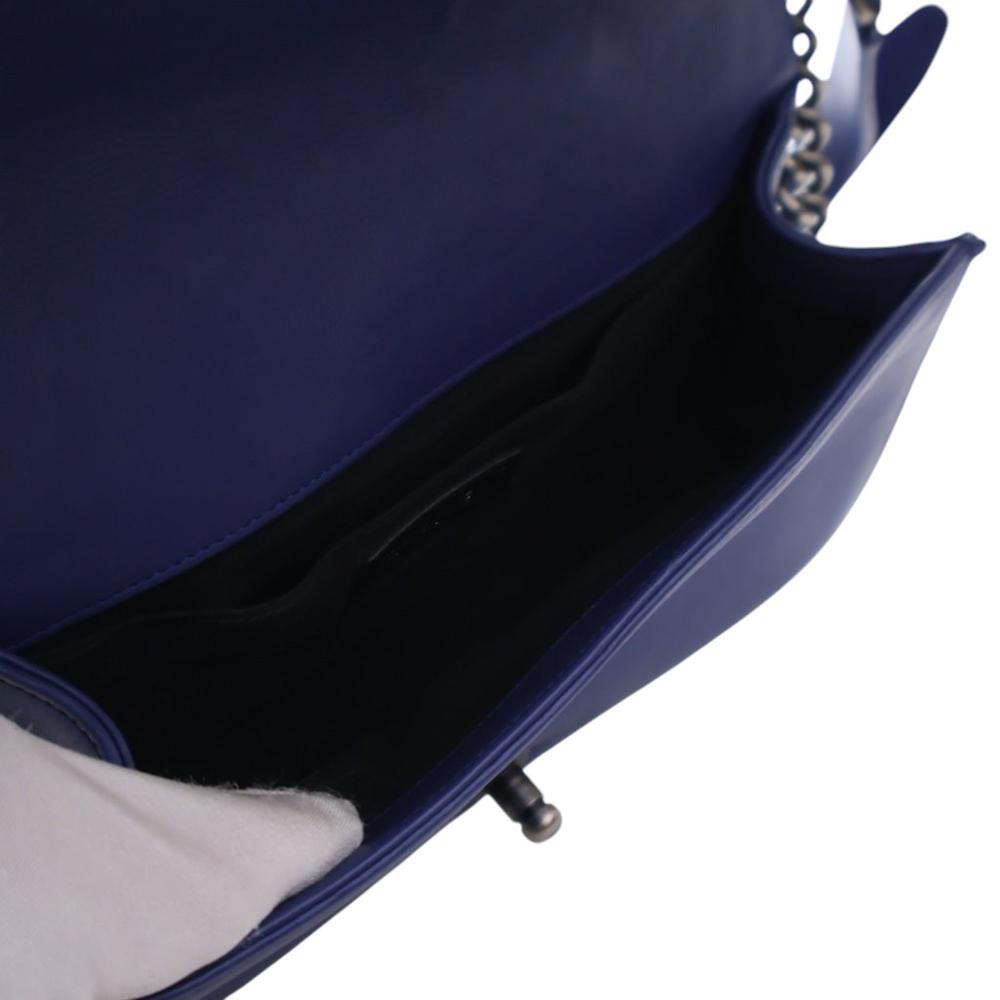 Chanel AB Chanel Blue Lambskin Leather Leather Medium Quilted Lambskin Boy Flap Italy