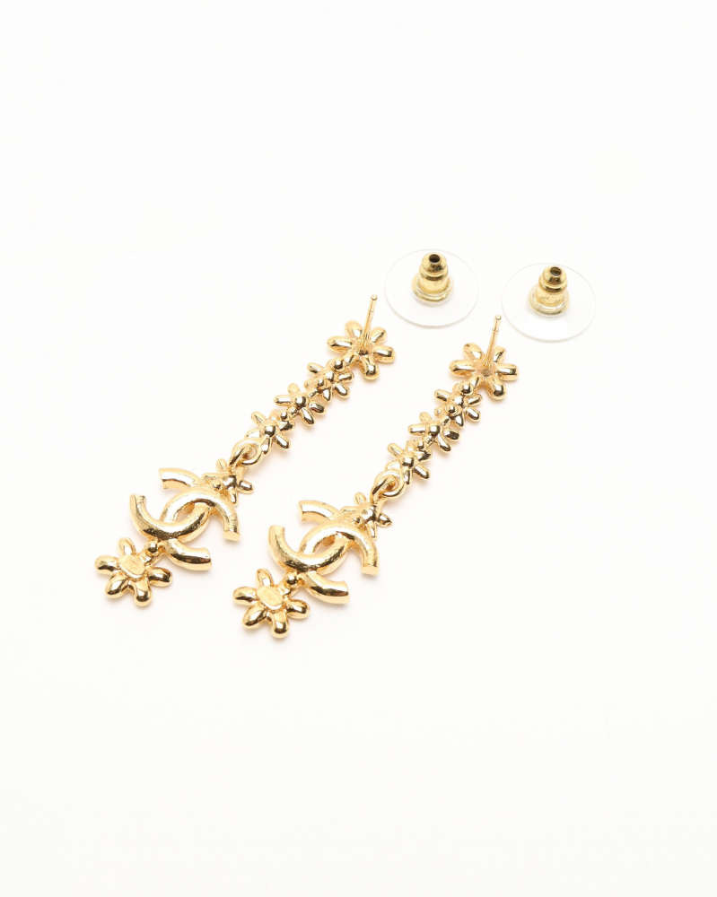 Chanel Coco Mark Rhinestone Dangling Earrings