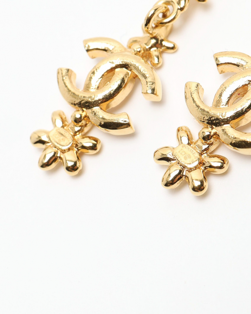 Chanel Coco Mark Rhinestone Dangling Earrings