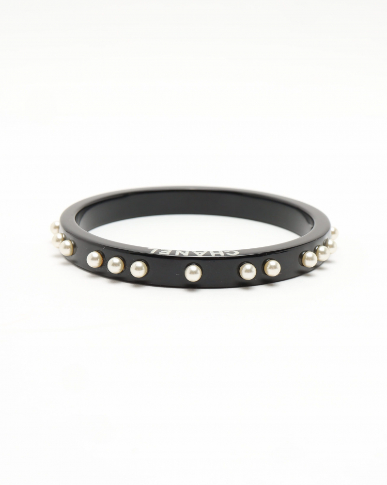 Chanel Logo Resin Pearl Bangle