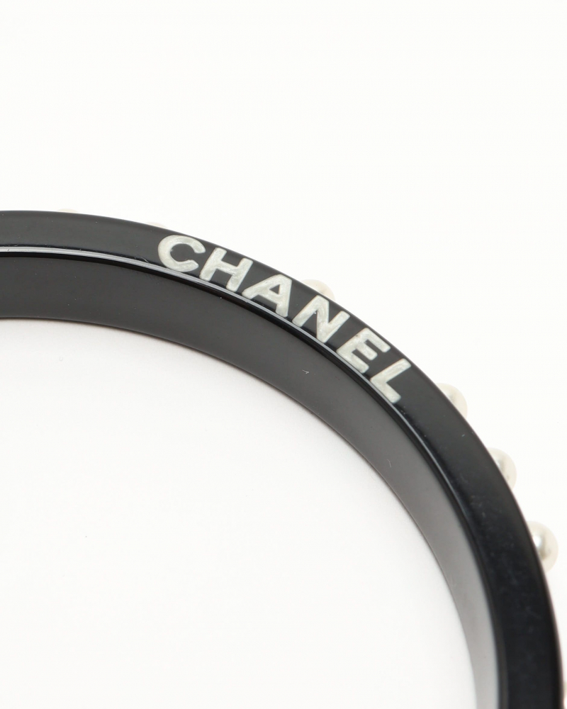 Chanel Logo Resin Pearl Bangle