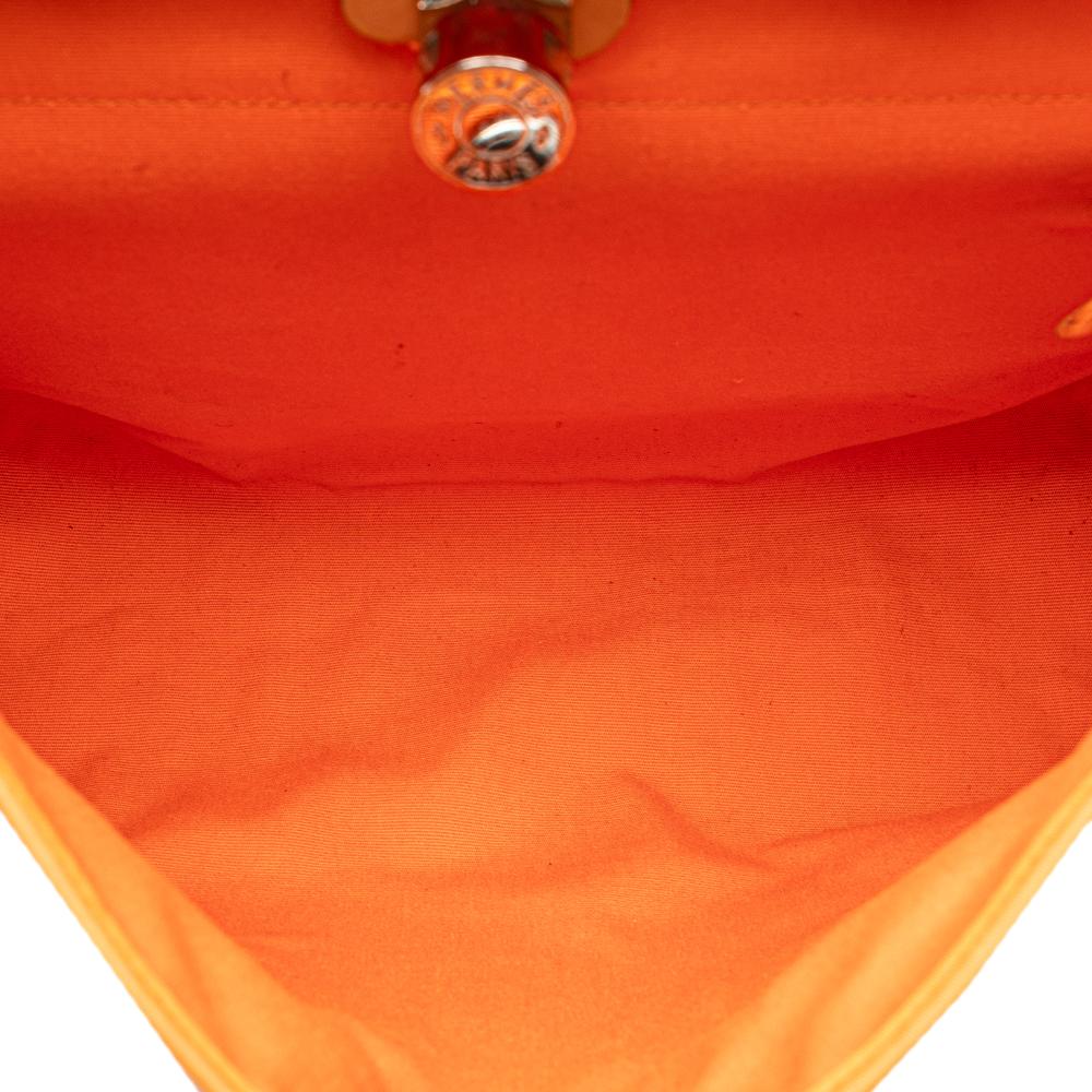 Hermès B Hermès Orange Dark Orange with Brown Canvas Fabric Toile Herbag Zip 31 France