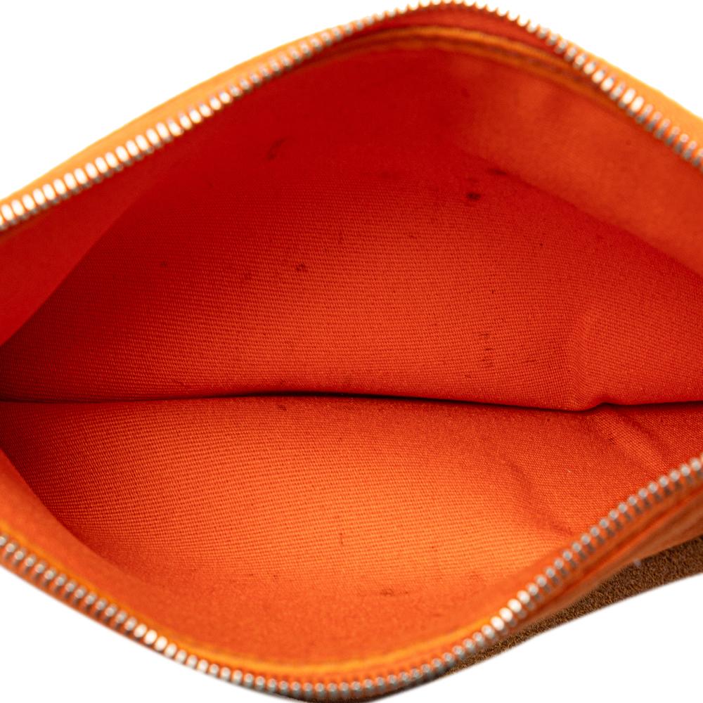 Hermès B Hermès Orange Dark Orange with Brown Canvas Fabric Toile Herbag Zip 31 France