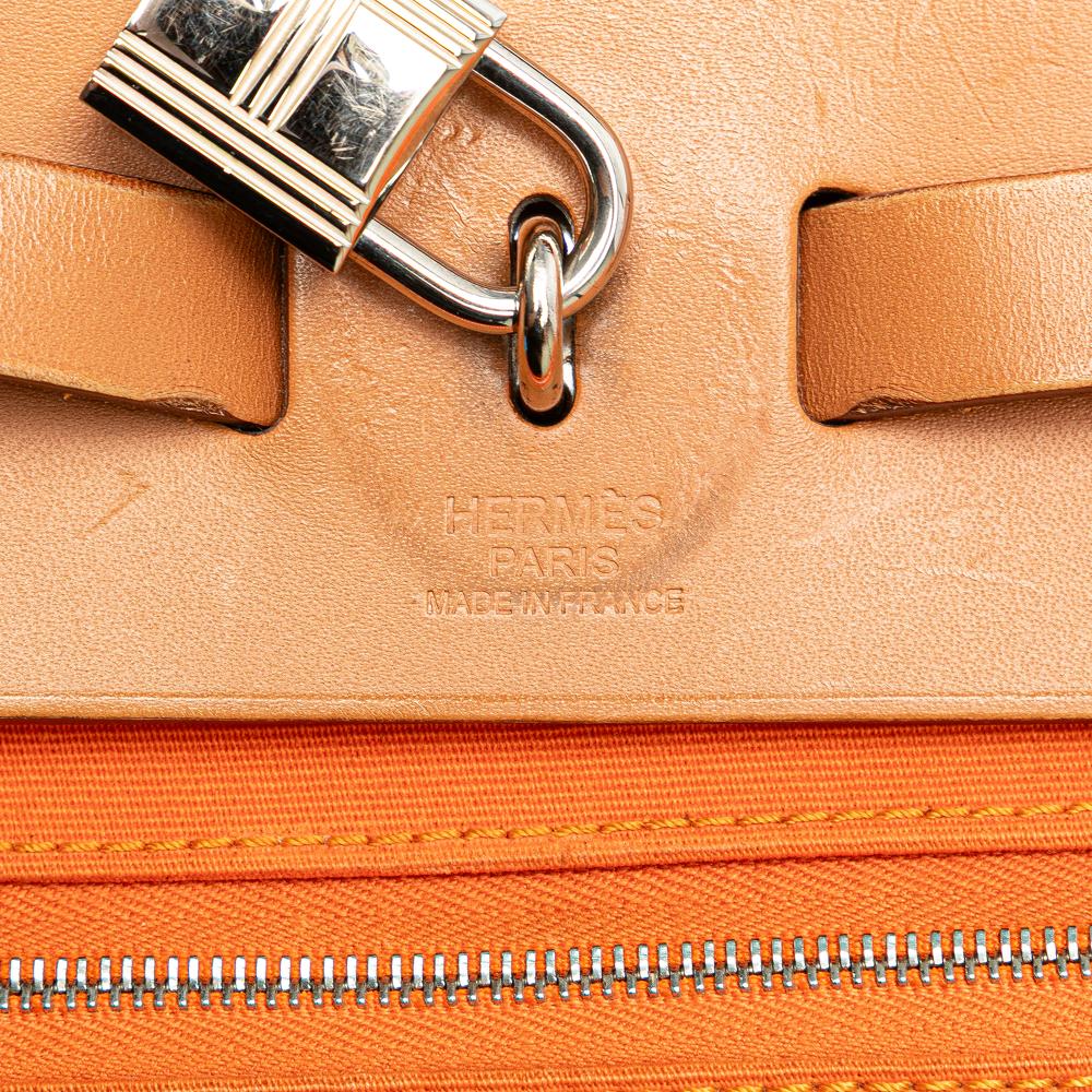 Hermès B Hermès Orange Dark Orange with Brown Canvas Fabric Toile Herbag Zip 31 France