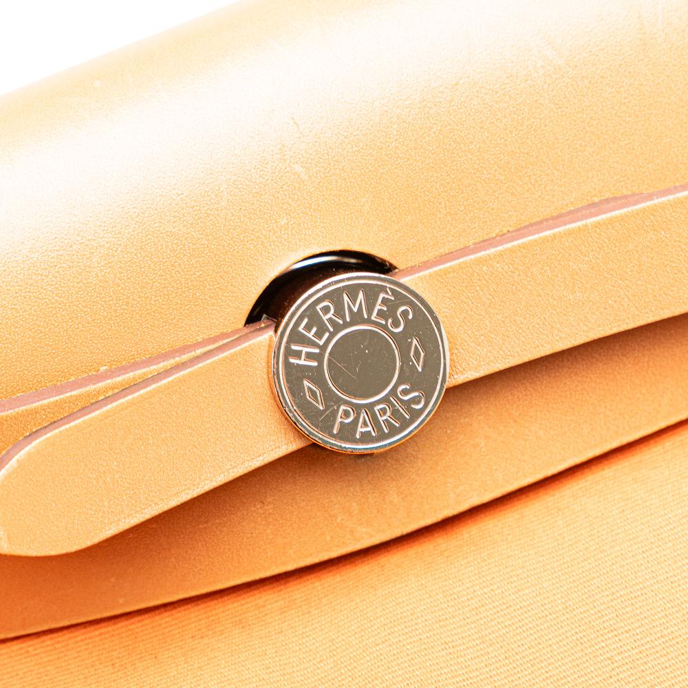 Hermès B Hermès Orange Dark Orange with Brown Canvas Fabric Toile Herbag Zip 31 France