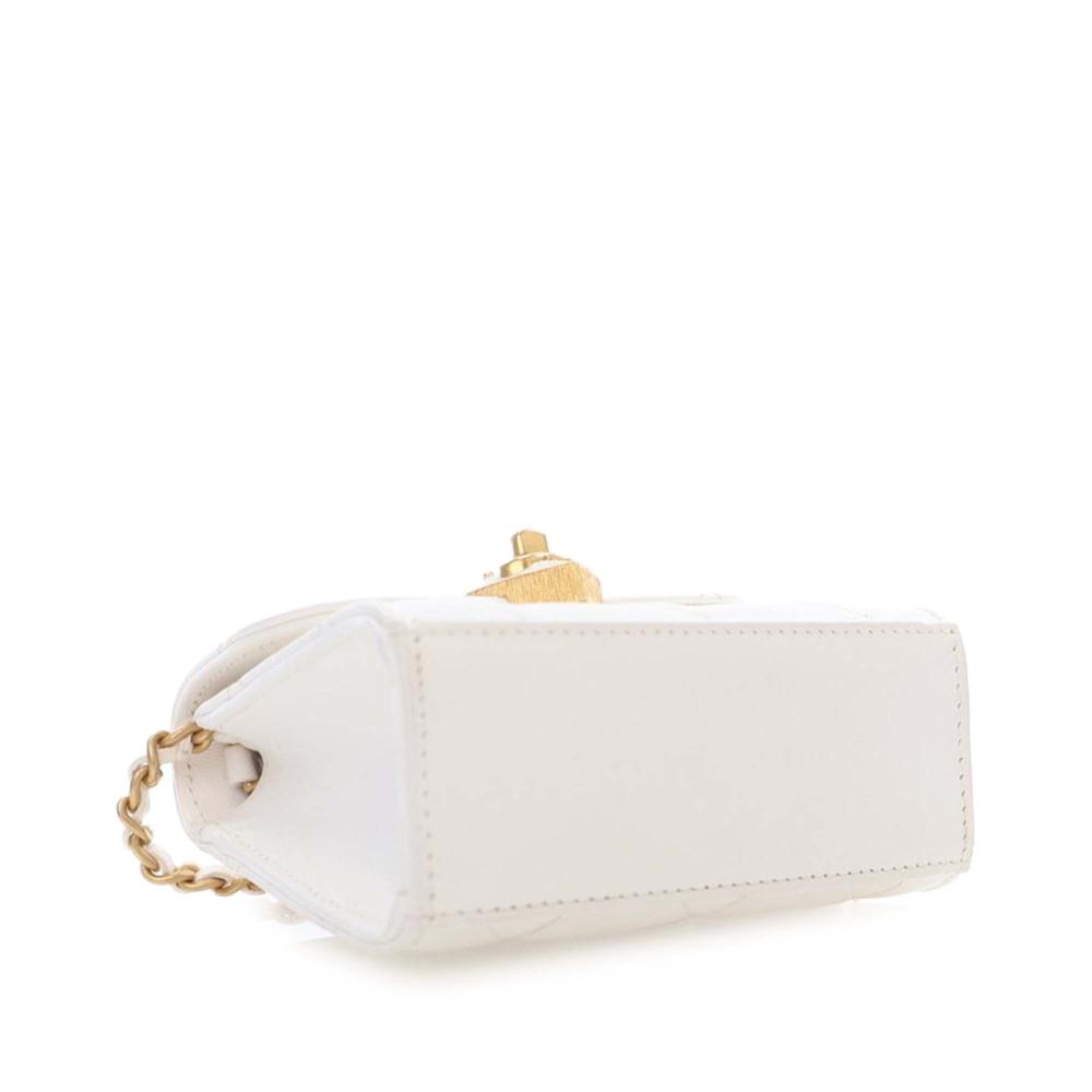 Chanel White Lambskin Leather Leather Mini Quilted Lambskin CC Enamel Heart Clutch With Chain Italy