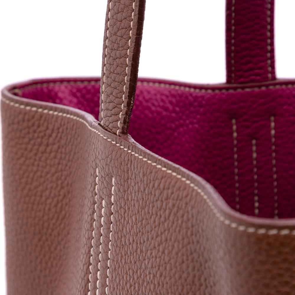Hermès AB Hermès Brown with Pink Dark Pink Calf Leather Clemence Double Sens 36 France