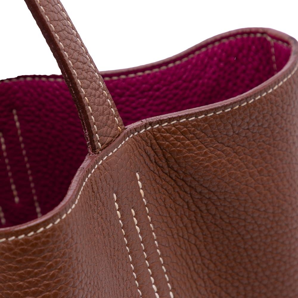 Hermès AB Hermès Brown with Pink Dark Pink Calf Leather Clemence Double Sens 36 France