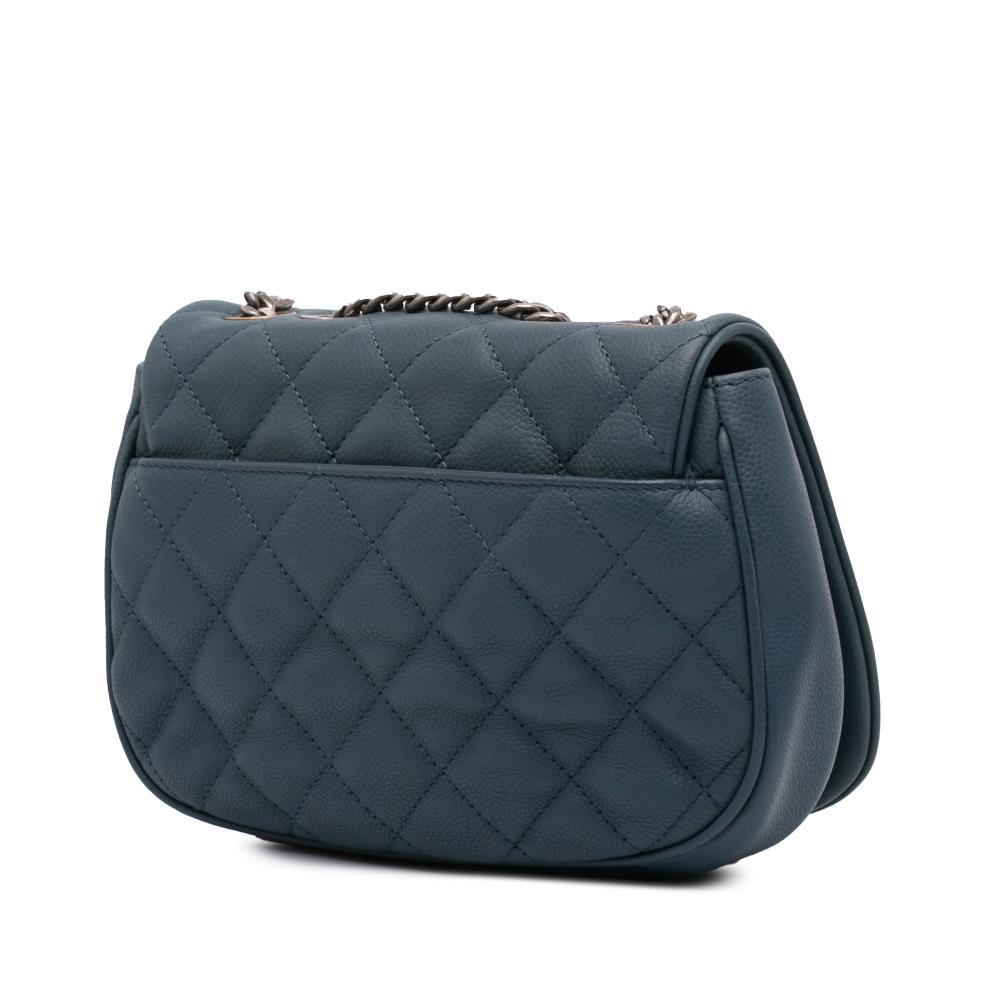 Chanel B Chanel Blue Navy Caviar Leather Leather Small Quilted Caviar Casual Pocket Flap Italy