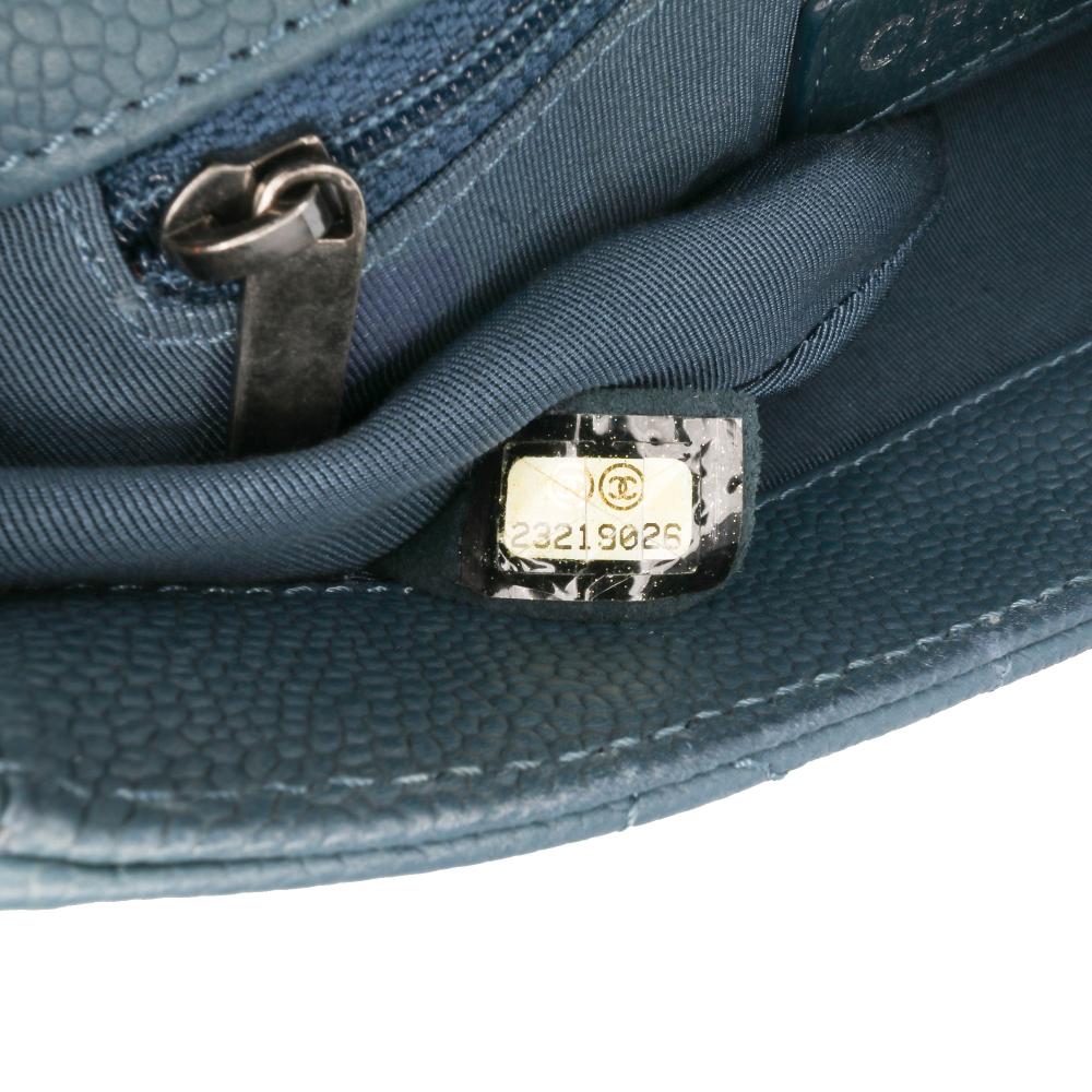 Chanel B Chanel Blue Navy Caviar Leather Leather Small Quilted Caviar Casual Pocket Flap Italy