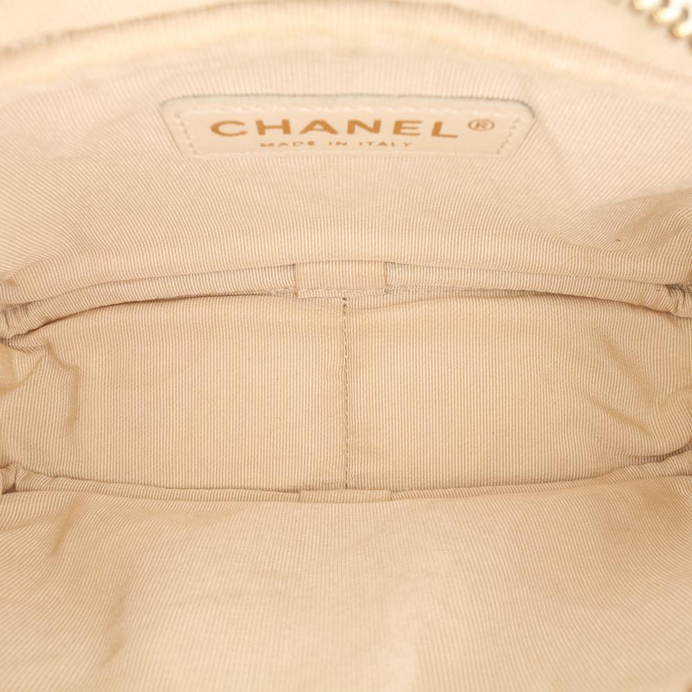Chanel AB Chanel White Ivory Caviar Leather Leather Small CC Flat Quilted Caviar Camera Bag Italy