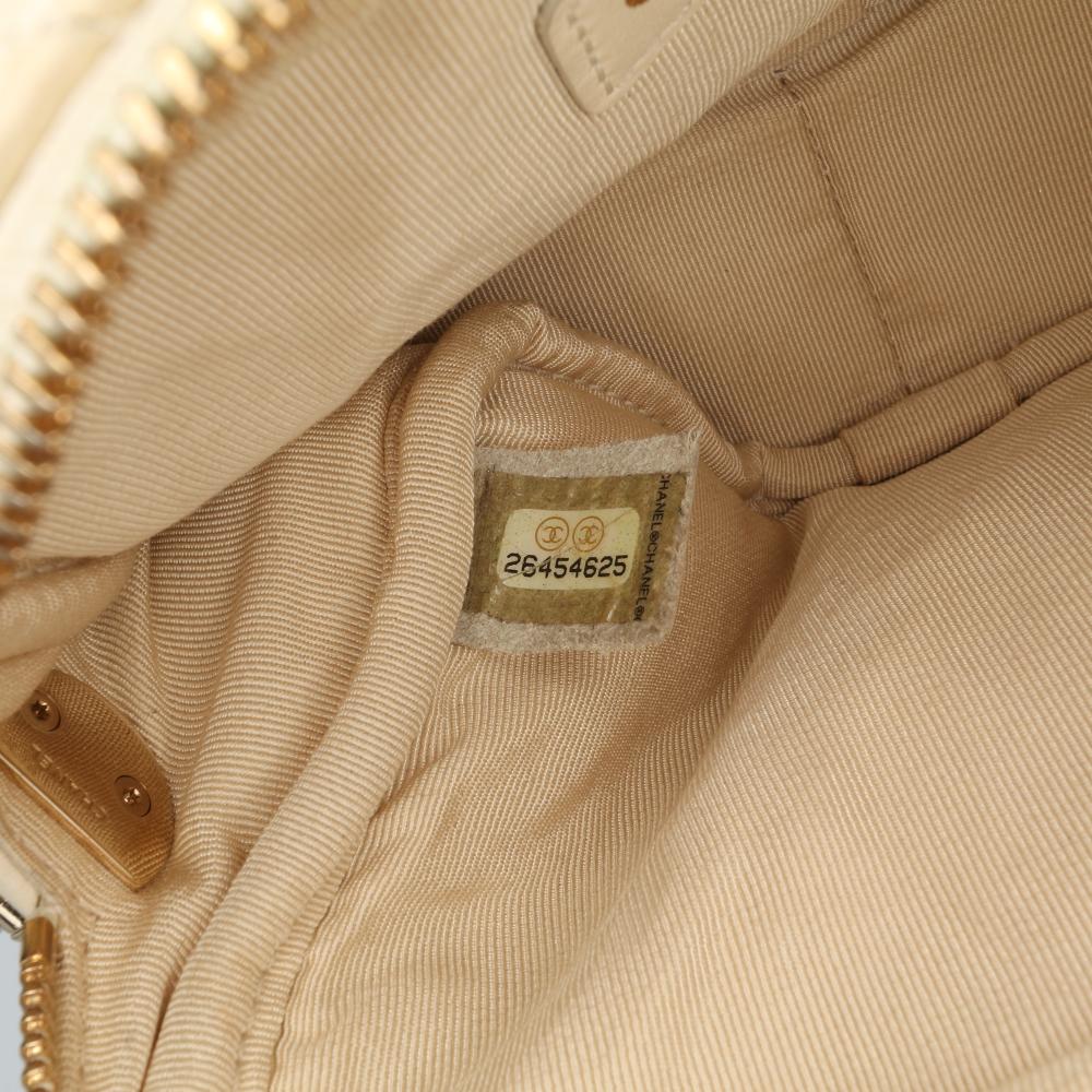 Chanel AB Chanel White Ivory Caviar Leather Leather Small CC Flat Quilted Caviar Camera Bag Italy