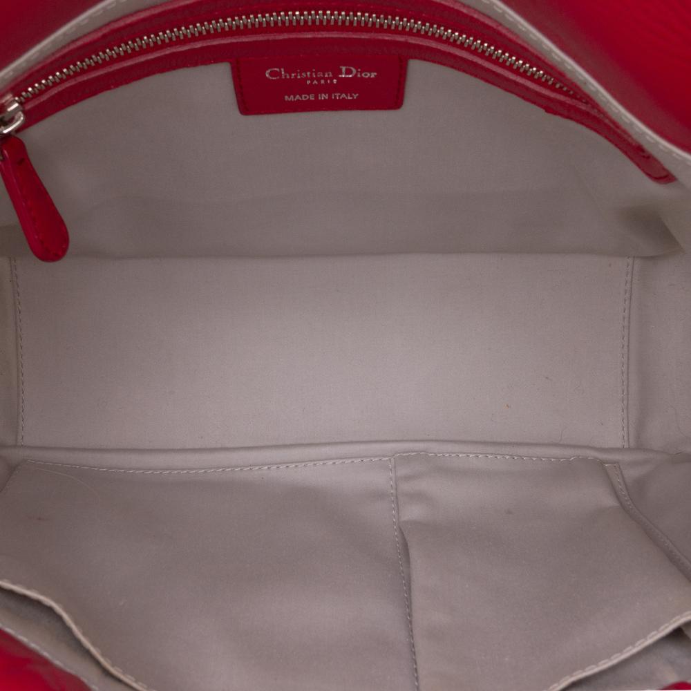 Christian Dior B Dior Red Lambskin Leather Leather Lambskin Cannage Milly La Foret Bag Italy