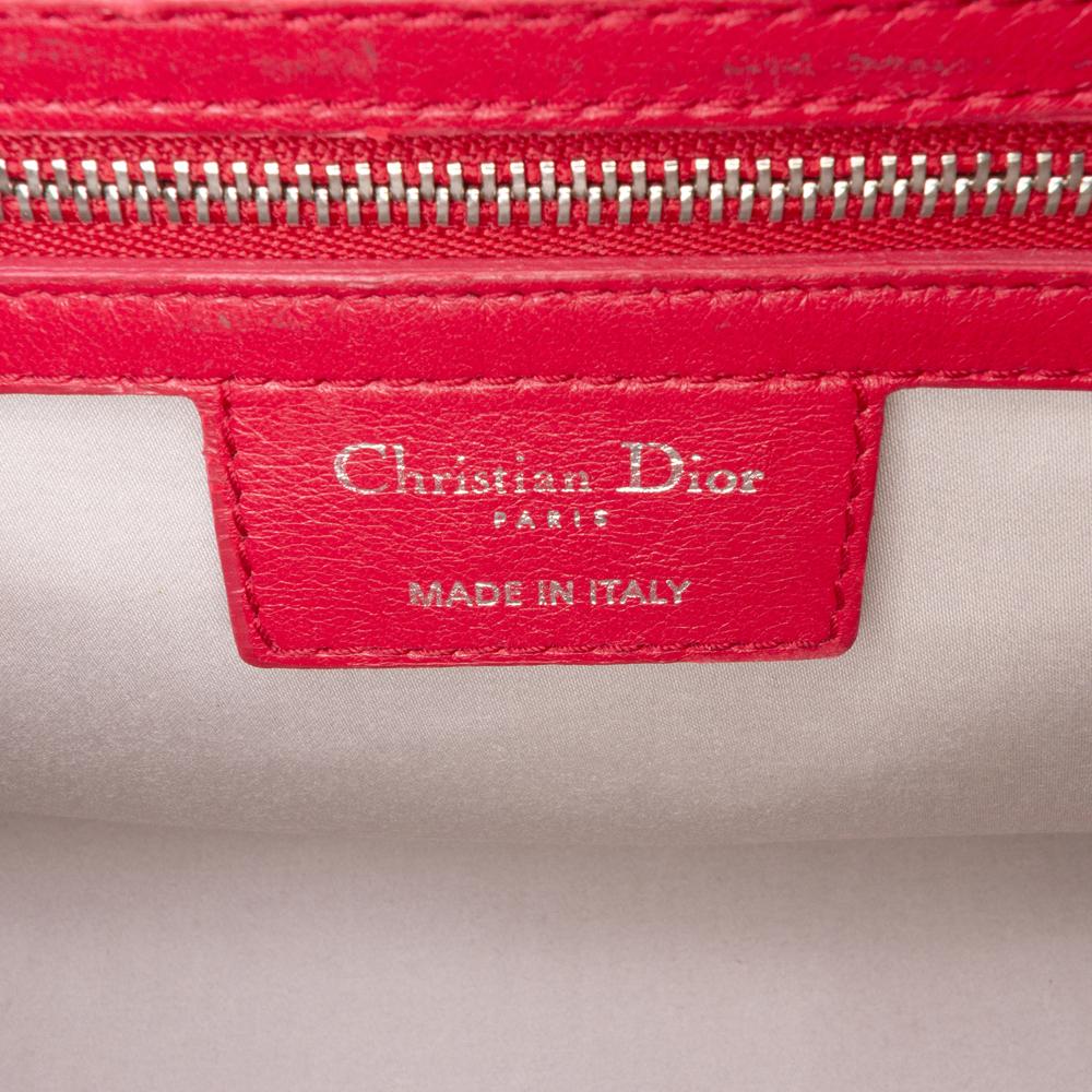 Christian Dior B Dior Red Lambskin Leather Leather Lambskin Cannage Milly La Foret Bag Italy